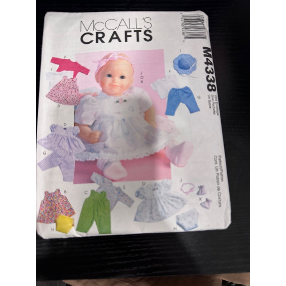 McCall's Crafts M4338 Baby Doll Clothes Pattern OS Multi Excellent Sewing DIY